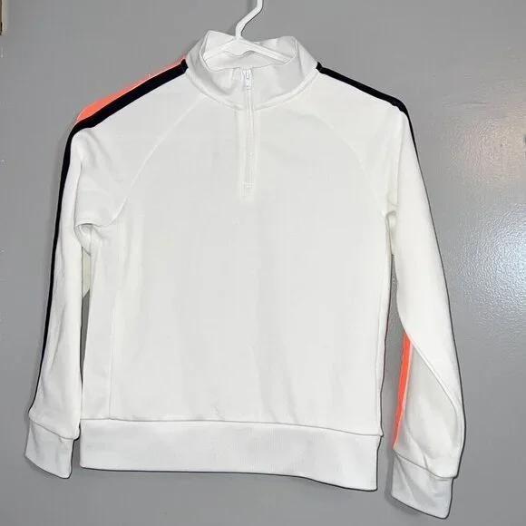NWT Janie and Jack Boy's Half-Zip Stripe Pullover White Size 7-8 - Picture 4 of 9
